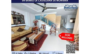 VENTA DE CASA DE DOS NIVELES EN BARRIO LA CASTELLANA DE MONTERIA