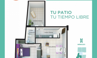 1 Dormitorio A con patio - Edificio Miraggio