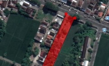 Dijual Tanah Bonus Rumah di Palur jalan Raya solo Tawangmangu 3.5 km dr Flyover