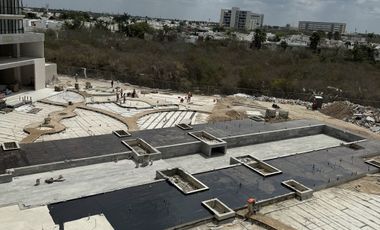 Departamento residencial en venta con terraza, piscina y galería de arte, Mérida