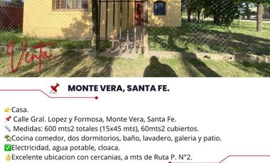 Casa en venta de 2 dormitorios en Monte Vera