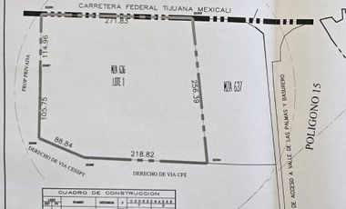 Tijuana, terreno uso industrial, carretera libre Tijuana Tecate 71 mil m2