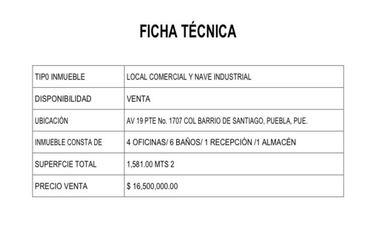Bodega en Venta en Colonia Santiago, Puebla, Ideal para Actividades Comerciales