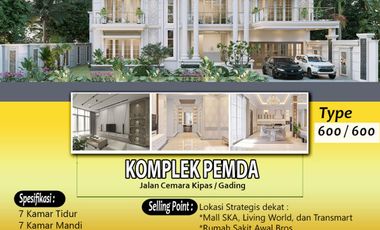 RUMAH DI JUAL COCOK UNTUK INVESTASI FULL INTERIOR DI KOMP PEMDA