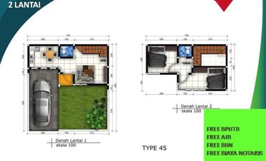 Rumah Dijual di Malang Tipe 45/77 Dekat Alun2 Free Biaya2
