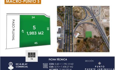 Terrenos Comerciales (1,983m2) Paseo de la Republica (Juriquilla), Qro76. $20mdp