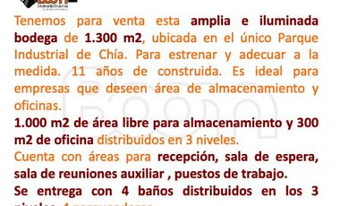 *VENTA BODEGA 1.300 M2 PARQUE IND. K2 CHIA