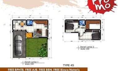 Rumah Dijual di Malang Tipe 45/77 Bebas Banjir Free Biaya