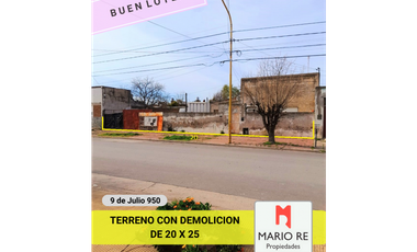 TERRENO CON DEMOLICION DE 20 X 25