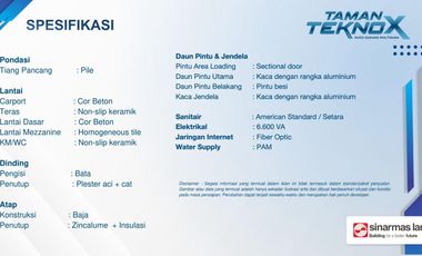 Rudang Multiguna Terbaik tipe 12, Taman Tekno X tahap 2 BSD City