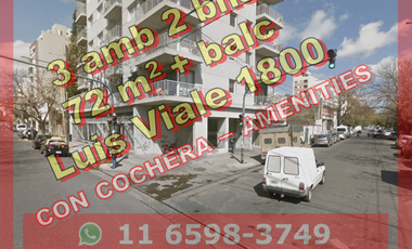NUEVO PRECIO - Departamento en Venta en Caballito 3 ambientes 2 baños 72 m2 + balcón, con cochera – Luis Viale 1800
