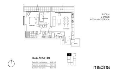 Departamento en venta de 2 dorm. en Ñuñoa