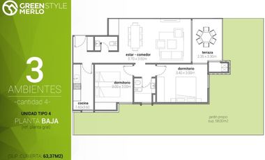 Departamento en venta en Merlo Sur