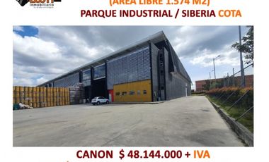 ARRIENDO BODEGA 3.484 M2 /AREA LIBRE 1.574 M2 COTA