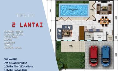 POSISI HOOK SISA 1 UNIT RUMAH VILLA 2 LANTAI DI BATU