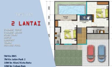 POSISI HOOK SISA 1 UNIT RUMAH VILLA 2 LANTAI DI BATU
