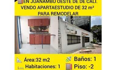 EN JUANAMBU OESTE DE  DE CALI. VENDO APARTAESTUDIO DE 42 M² PARA REM