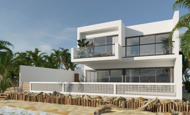 Villa frente al mar en Chabihau, Costa Esmeralda de Yucatán 3 rec.,  piscina