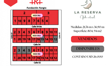 OPORTUNIDAD Loteo La Reserva (Acceso por calle 48 y 91)