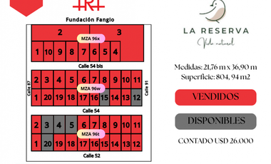 OPORTUNIDAD Loteo La Reserva (Acceso por calle 48 y 91)