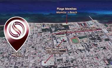Hotel en operación, a unos minutos de la playa, en venta Playa del Carmen.