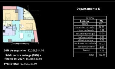Departamentos en Preventa, Torre Designo, Bosque Real