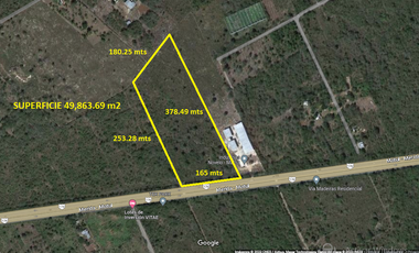 VENTA TERRENO 4.9 HA AL PIE DE CARRETERA MERIDA-MOTUL MOCOCHA  YUCATAN