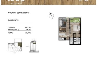 Venta Departamento 2 Ambiente en Liniers de Pozo