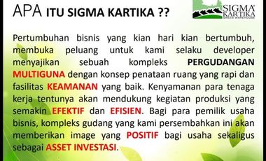 Gudang sigma Kartika Gunung sindur Serpong SHM, luas dan aman