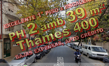 PH en Venta en Villa Crespo 2 ambientes 39 m2 1er piso por escalera, al contrafrente - Thames 400