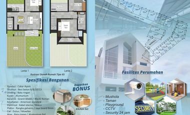 [098F52] For Sale 3 Bedroom House, 65m2 - Sukaraja, Bandung