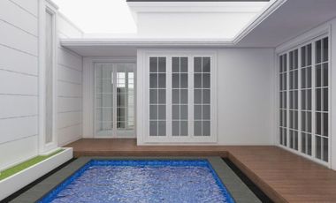 RUMAH DI JUAL DENGAN INTERIOR MODREN + KOLAM RENANG DI KOMP PEMDA