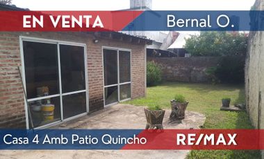 Casa 4 Amb en Lote 289 m2 Patio Quincho Bernal O.