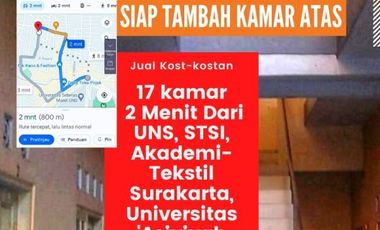 Rumah Kost Kontrakan 17 Kamar Belakang UNS Solo