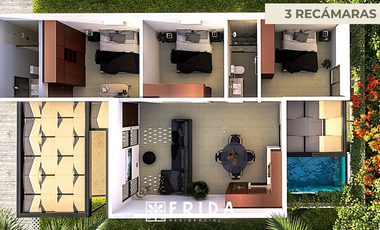 Villa (3R) en Venta en Frida Residencial en Conkal