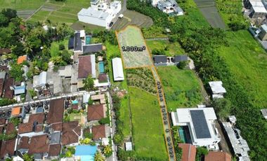 Tanah 1000m2 Lingkungan Villa Dengan View Sawah di Canggu