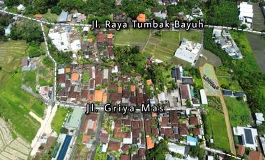 Tanah 1000m2 Lingkungan Villa Dengan View Sawah di Canggu