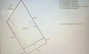 Propiedad 9542.23 m2  en Puerto Industrial con Patio, Oficinas y Bodega en Renta