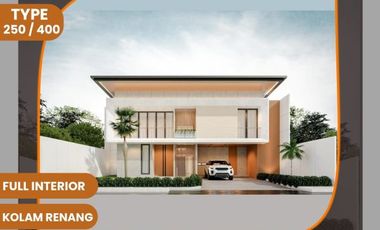 dijual rumah kontemporer ada kolam renang pribadi