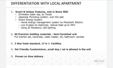 apartemen mewah 1 bedroom the branz BSD by tokyuland