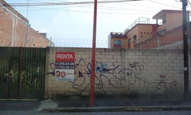 Terreno en renta, Colonia Centro, San Pedro Cholula. Puebla.