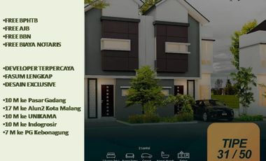 Rumah Dijual di Malang Tipe 31/63 Free Biaya2 Dekat Kampus
