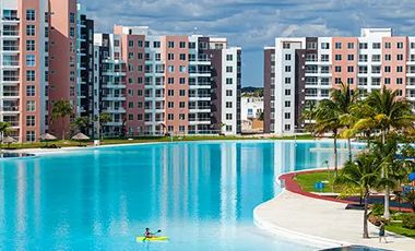 RENTA CASA AMUEBLADA EN DREAM LAGOONS EN CLUSTER CON ALBERCA 3 HABITACIONES