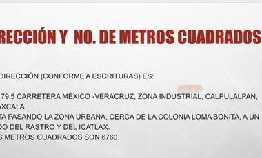 TERRENO INDUSTRIAL EN VENTA EN CALPULALPAN TLAXCALA