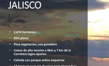 terreno en renta  racho en vaquerias, jalisco..