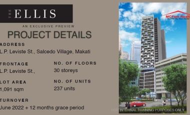 Exec 1 Bedroom w/ Balcony Condo for Sale in The Ellis Makati, pls contact Donald @ 0933825---- or 0955561----