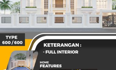RUMAH DI JUAL TYPE 600 DI KOMP PEMDA JL CEMARA GADING FULL INTERIOR + KOLAM RENANG..