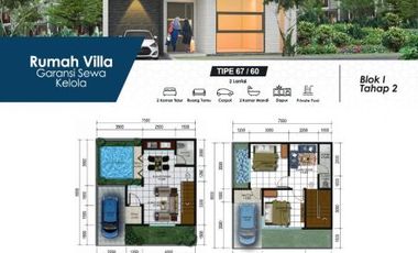 Rumah villa lengkap dengan kolam renang di kota wisata