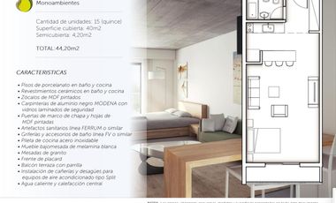 Venta en Pozo. Departamento 2 Ambientes con Parrilla. 56 m2 - San Isidro, Boulogne