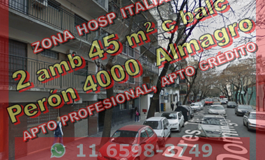 NUEVO PRECIO - Departamento en Venta en Almagro (Hospital Italiano) 2 ambientes 45 m2 con balcón al contrafrente – Tte Gral Juan D Perón 4000